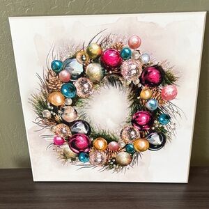 Pier 1‎ Pastel Decorated Holiday Wreath Picture NWOT
